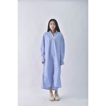 (F) sense of place質感棉質素面藍色洋裝二手衣