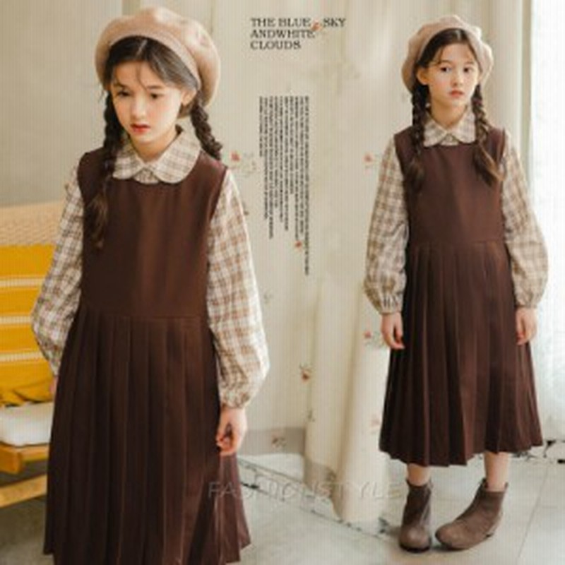 キッズワンピース 子供服 女の子 チェック柄 キッズワンピース 長袖ワンピース ブラウン シャツワンピ ジュニア 子ども お姫様 おしゃれ 通販 Lineポイント最大7 0 Get Lineショッピング