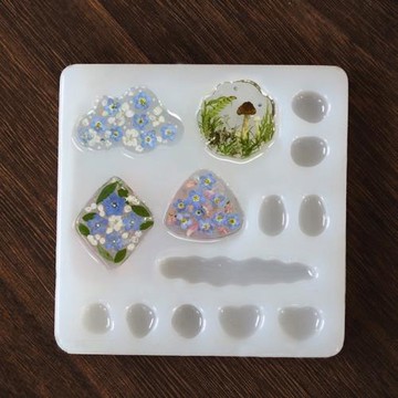 微光小森林不規則形狀胸針耳釘發夾食品硅膠鏡面模具樹脂滴膠diy