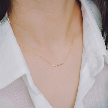 Haute | Promise 鑽石 18K 玫瑰金項鍊（可刻字）