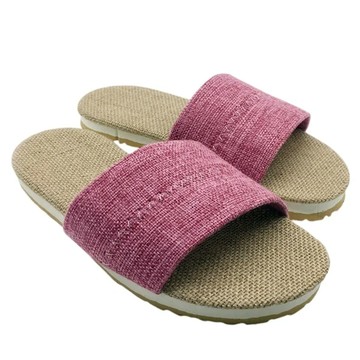 TAIWAN SLIPPER 台灣犀利趴 和風系列 棉麻室內家居拖鞋 質感沙發面料鞋面 Q軟橡膠鞋底  L  爵色粉  1雙