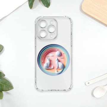 TRON IPhone 15 PRO 可愛紙雕貓咪 四角防摔 軟殼 手機殼