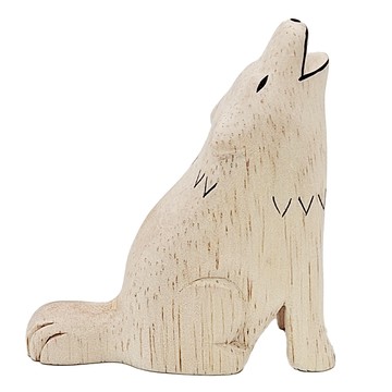 T-Lab. 狼 手刻原木小動物  原木色  7 x 3.3 x 7.3cm