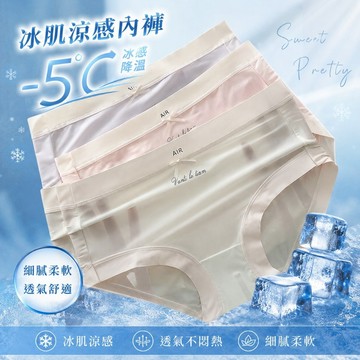 冰肌涼感透氣 冰絲涼感無痕 中腰 舒適內褲 B6134 台灣現貨 內褲女生 女內褲 無痕內褲 透氣涼威內褲 性感內褲