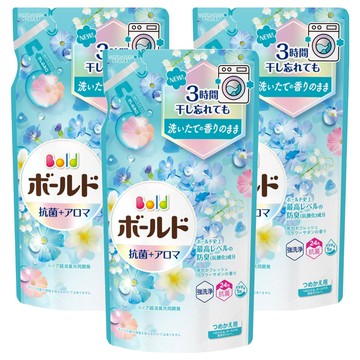 Bold 日本原裝進口 超濃縮衣物芳香洗衣精補充包 清爽花香 藍色  400g  3包