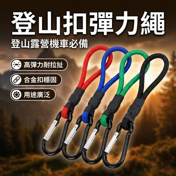 【台灣現貨】 彈力拉繩D扣 露營彈力繩 登山扣彈力繩