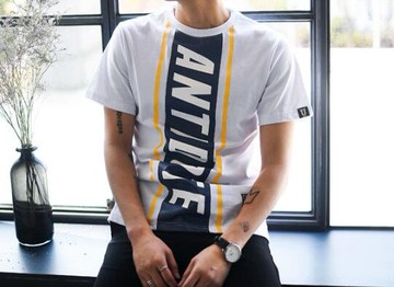 FINDSENSE MD 日系 時尚 潮 男 休閒 撞色 豎條特色字母印花 短袖T恤 特色短T 字母T