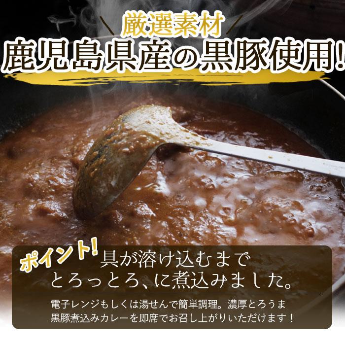 鹿児島県産 黒豚 煮込みカレー 4袋  黒豚カレー 濃厚 甘口よりの中辛 ご当地 お試し 簡単調理 常温保存 レトルトカレー 国産180g 送料無料 ネコポス便