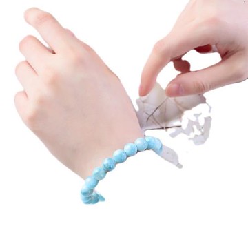 天然冰種海紋石圓珠手串多米尼加拉利瑪男女款藍色水晶龜背紋手鏈