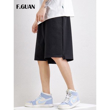 【清倉】純色大碼短褲男夏開叉運動褲港風潮牌沙灘褲寬松五分褲子