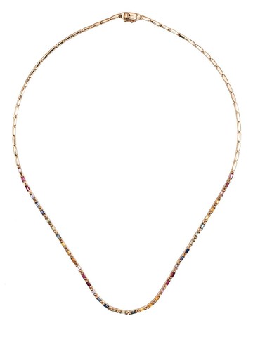 Suzanne Kalan - 18kt rose gold sapphire tennis necklace - women - Gold Plated - One Size