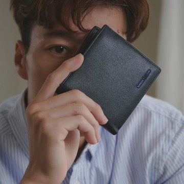 【金安德森】Moore 左右翻雙窗式短夾-夜空藍