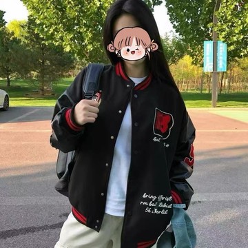 【秋冬上新】美式棒球服 拼色外套 棒球外套 美式復古徽章字母潮牌外套 男裝春秋季學院風寬鬆休閒棒球服夾克 美式外套 美式