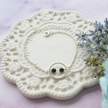 奧地利黑白水晶 圓環手鍊 禮物訂製