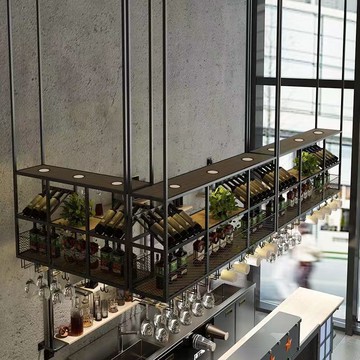 【最低價 公司貨】輕奢吧臺懸掛式吊柜鐵藝高腳杯架倒掛酒架紅酒杯吊柜工業風紅酒柜