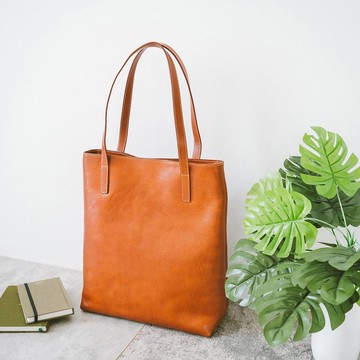 真皮日系休閒托特包 22327 黃棕V