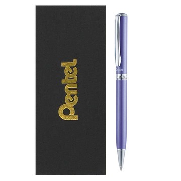 Pentel 飛龍文具 金屬紫軸原子筆 附高級筆盒  黑色  1個