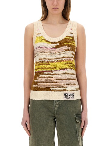 moschino jeans multicolor knit top