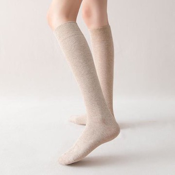 求掌柜 純棉小腿襪春秋長筒襪女日系瘦腿JK純色基礎簡約美腿高筒