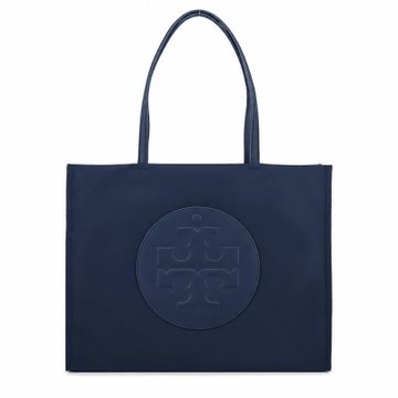 TORY BURCH ELLA 經典立體LOGO尼龍托特包(小/海軍藍)