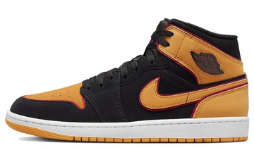 JORDAN 1 MID FAT TONGUE BLACK ORANGE
