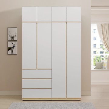 直人木業-北歐白楓木高被櫃衣櫃150公分(全白雙門75公分+三抽75公分)
