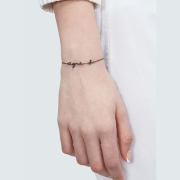 agnes b. bijoux 女款 logo 標誌 手鍊 黑色