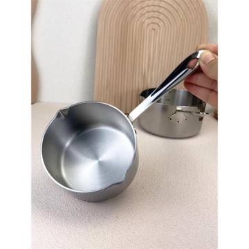 迷你小奶鍋澆油18/10三層鋼不銹鋼融化黃油輔食烘培雙導流淋油鍋