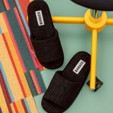 韓國 BANACO 毛巾布居家拖鞋 黑 - M