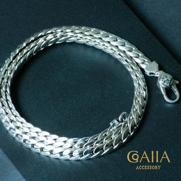S925銀鍊。六字金剛杵扣頭．編繩銀鍊。5mm | LU