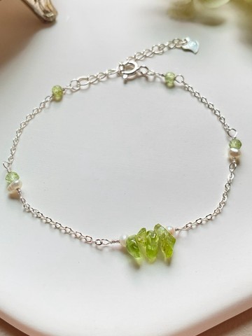 8月誕生石 淺綠橄欖石造型手鍊