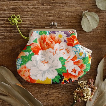 蓬鬆和服 gamaguchi 零錢包古董