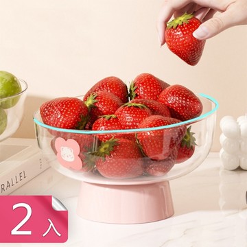 【荷生活】食品級多功能雙層設計迷你水果盤 可瀝水斜口分體式果盤-2入組