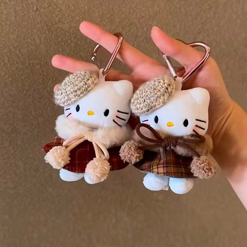 kitty吊飾🎀 美拉德kitty貓包包挂件公主斗篷冬日公仔書包miu係風挂飾 可愛吊飾 包包吊飾 包包配件 生日禮物