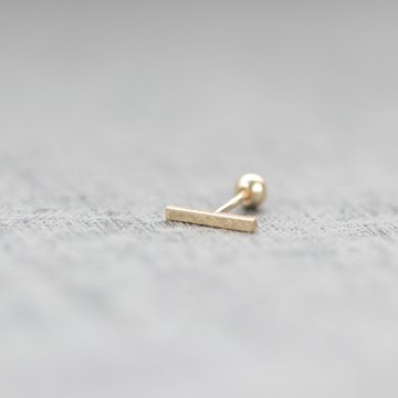 【 CHARIS 韓國珠寶】純14K金 橫條鎖珠耳環 轉珠耳環 (單個)   不褪色 純k金耳環 不褪色