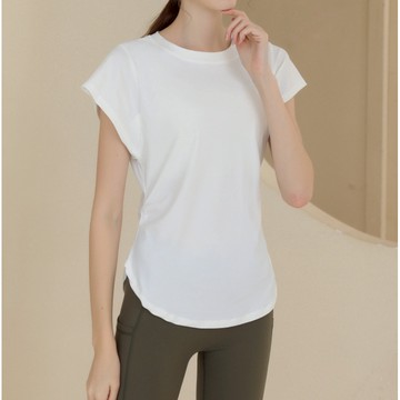 棉質透氣短袖上衣 親膚舒適 修飾顯瘦 瑜伽跑步 健身 有氧 短袖上衣 運動上衣 寬鬆顯瘦遮肉 輕薄速乾