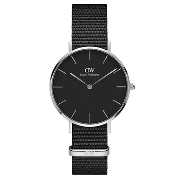 DW Daniel Wellington 典雅康沃爾全黑NATO錶帶石英腕錶-銀框/32mm(DW00100216)