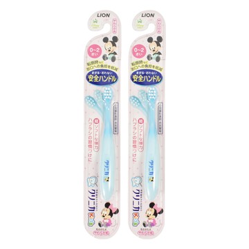 LION 獅王 米奇米妮 彈力嬰幼兒牙刷 軟毛 0-2歲適用  顏色隨機  1入  2支