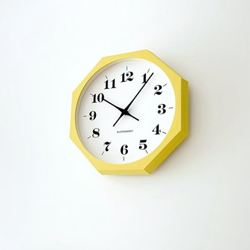 KATOMOKU muku clock 12 八邊形 黃色 (km-97YE8) 掛鐘 日本製