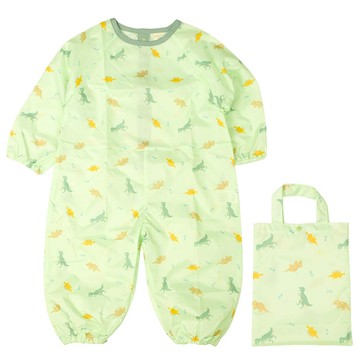 akachan honpo - 長袖連身防髒衣 防潑水加工-恐龍-淺綠色