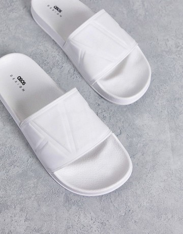 ASOS DESIGN sliders in white