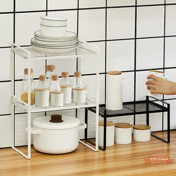 櫥柜內置物架隔板分層桌面雙層多功能儲物鍋架臺面廚房調料收納架