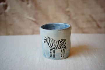 手捏粉引 斑馬 日式茶杯 220 ml  湯吞杯 主人杯 蕎麥杯