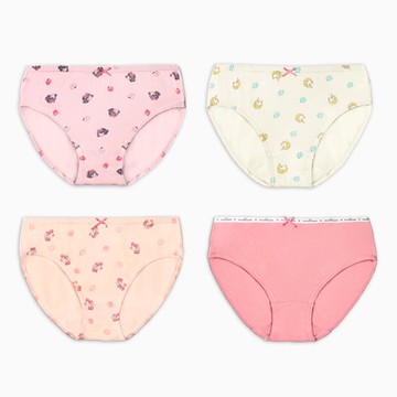 韓國 Mellisse - 韓製莫代爾棉混紡三角褲(女寶)-童話公主-黃X橘X粉-四件組