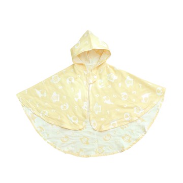 HiBOU 喜福日本雙層棉紗Lite小斗篷連帽浴巾 尺寸65*73CM  福氣小鷹 黃色  1件