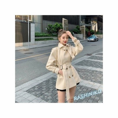 Pコートレディースアウタートレンチコートロングベルトシンプルフェミニン可愛い秋冬 通販 Lineポイント最大get Lineショッピング