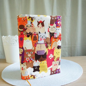 Lovely燙銀日本布【貓咪合照雙面布書衣、橘咖】25K日誌、A5手帳