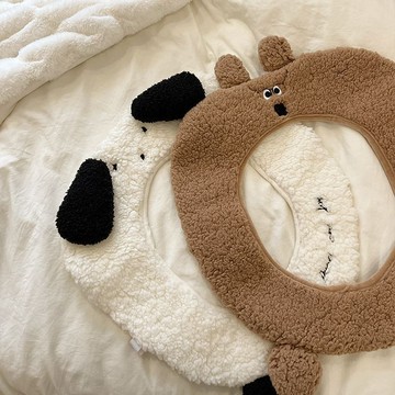 窩窩生活小鋪家用冬季坐墊加厚可愛卡通毛絨拉鏈馬桶水洗四季通用墊圈坐便器