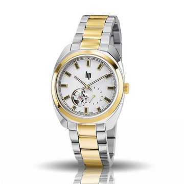 【lip】General De Gaulle法國總統時尚鋼帶機械腕錶-雙色金(大)/671340