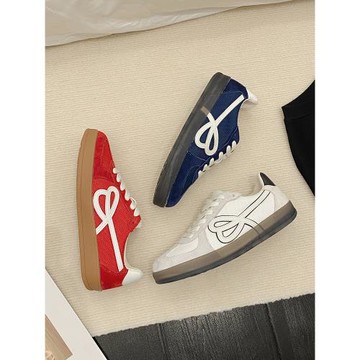 紅色復古德訓鞋女2025年夏季新款真皮內增高厚底阿甘鞋運動休閑鞋